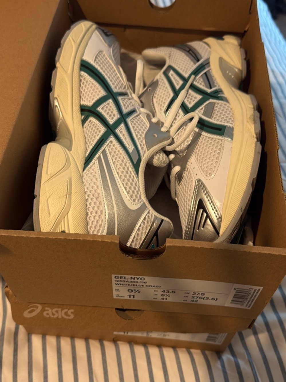 Asics Kids White Sneakers with Teal Accents